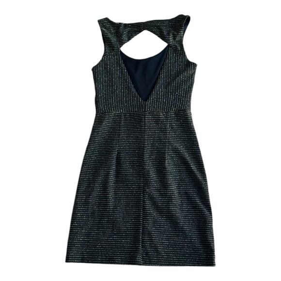 Womens Dress Size Medium Black Metallic Gold Stripe Soft Goth Professional Party - Picture 5 of 7